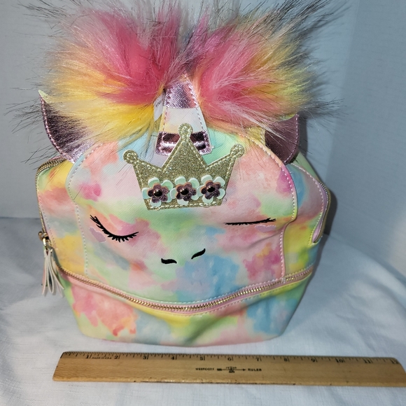 UNDERONESKY Unicorn Tie Dye Rainbow Pastel Princess Mini Zippered Backpack NWT - Picture 15 of 16